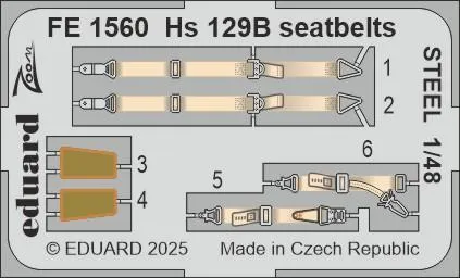 eduard-fe1560-hs-129-b-sitzgurte-tzteile-1-48-stahl-takom image 1