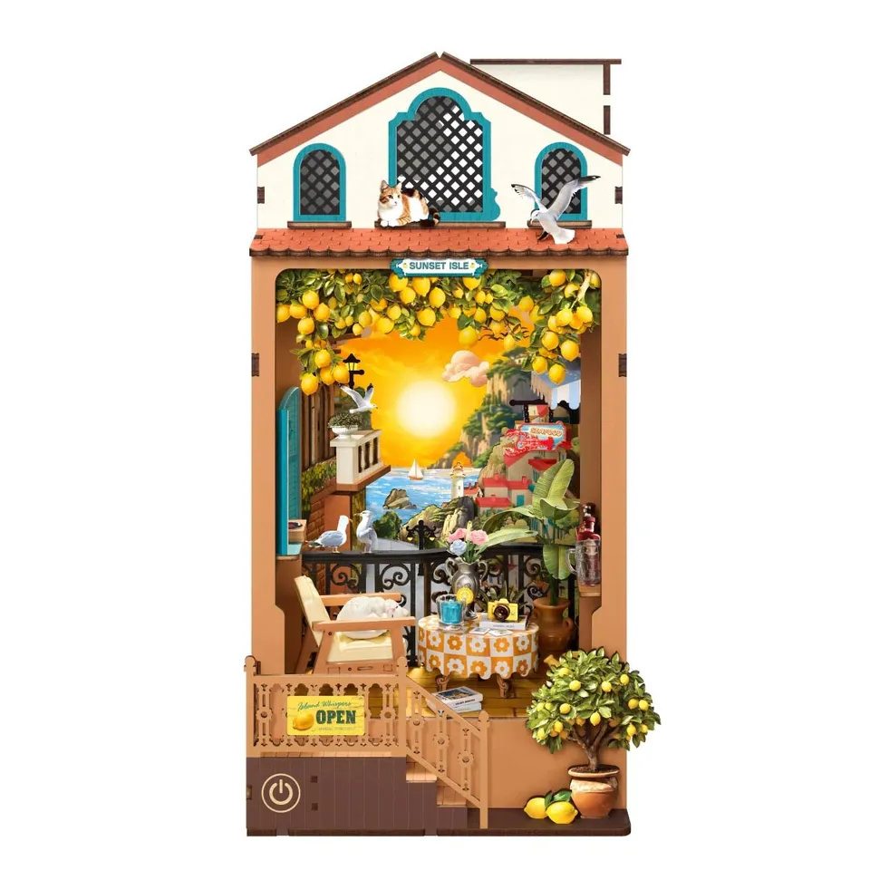 robotime-tgb18-sunset-isle-book-nook-holzbausatz image 1