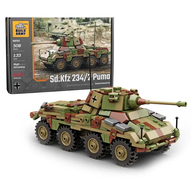 build-army-ba0234c-puma-sd-kfz-234-2-klemmbaustein-set-tarn image 1
