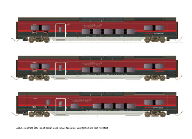 hobbytrain-railjet-dani-personenwagen-set-2-3-tlg-bb-ep-vi image 1