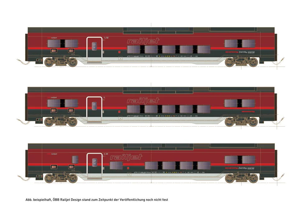 hobbytrain-railjet-dani-personenwagen-set-2-3-tlg-bb-ep-vi image 1