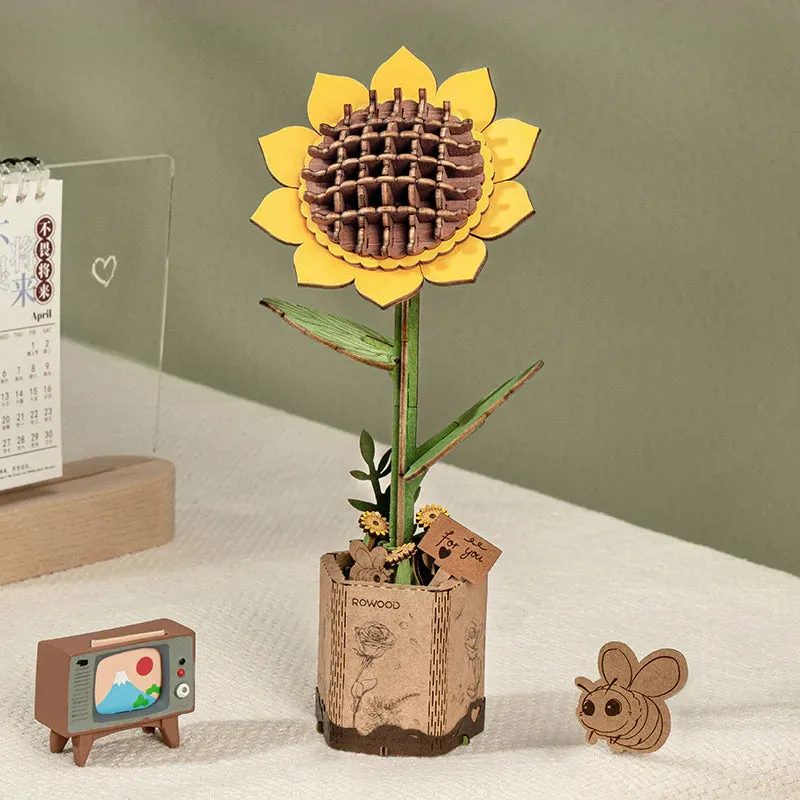 robotime-tw011-rowood-sonnenblume-holzbausatz-3d-puzzle image 1