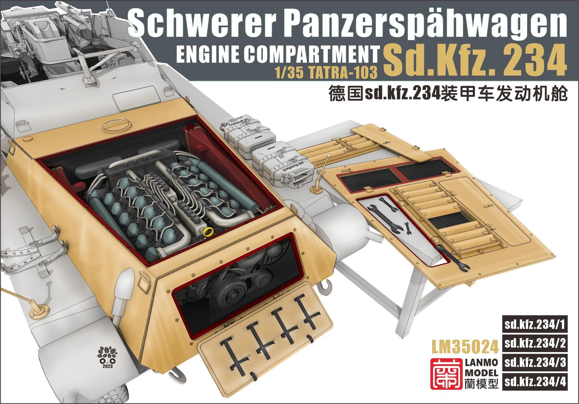 lanmo-model-lm35024-sd-kfz-224-motorraum-zur-stsatz-1-35-ww2 image 1