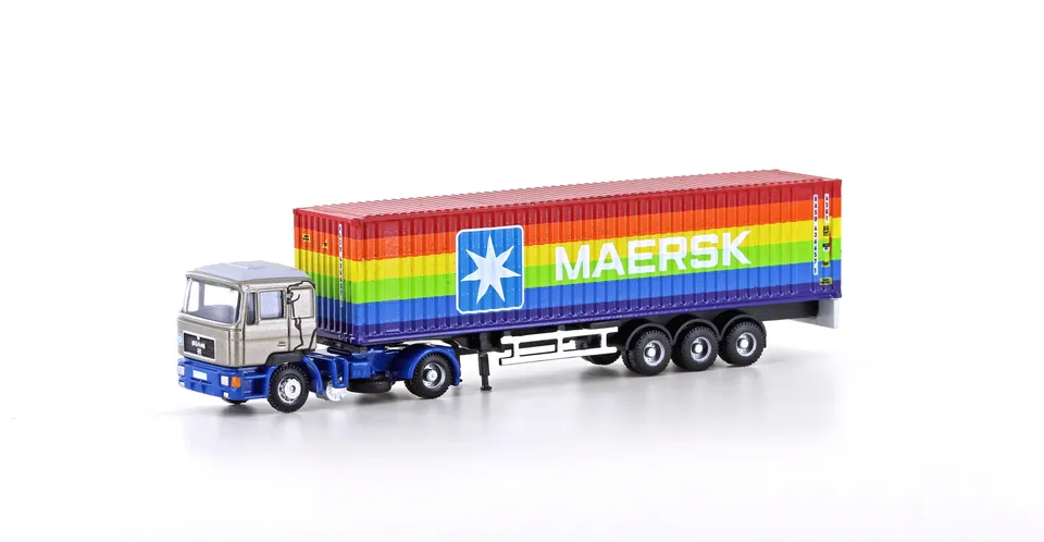 hobbytrain-modellautos-man-f90-container-sattelzug-maersk-modellauto image 1