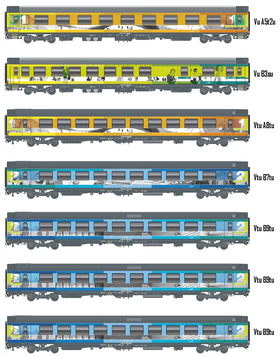 hobbytrain-personenwagen-vtu-7er-set-sncf-ep-vi-teoz-innenbel image 1