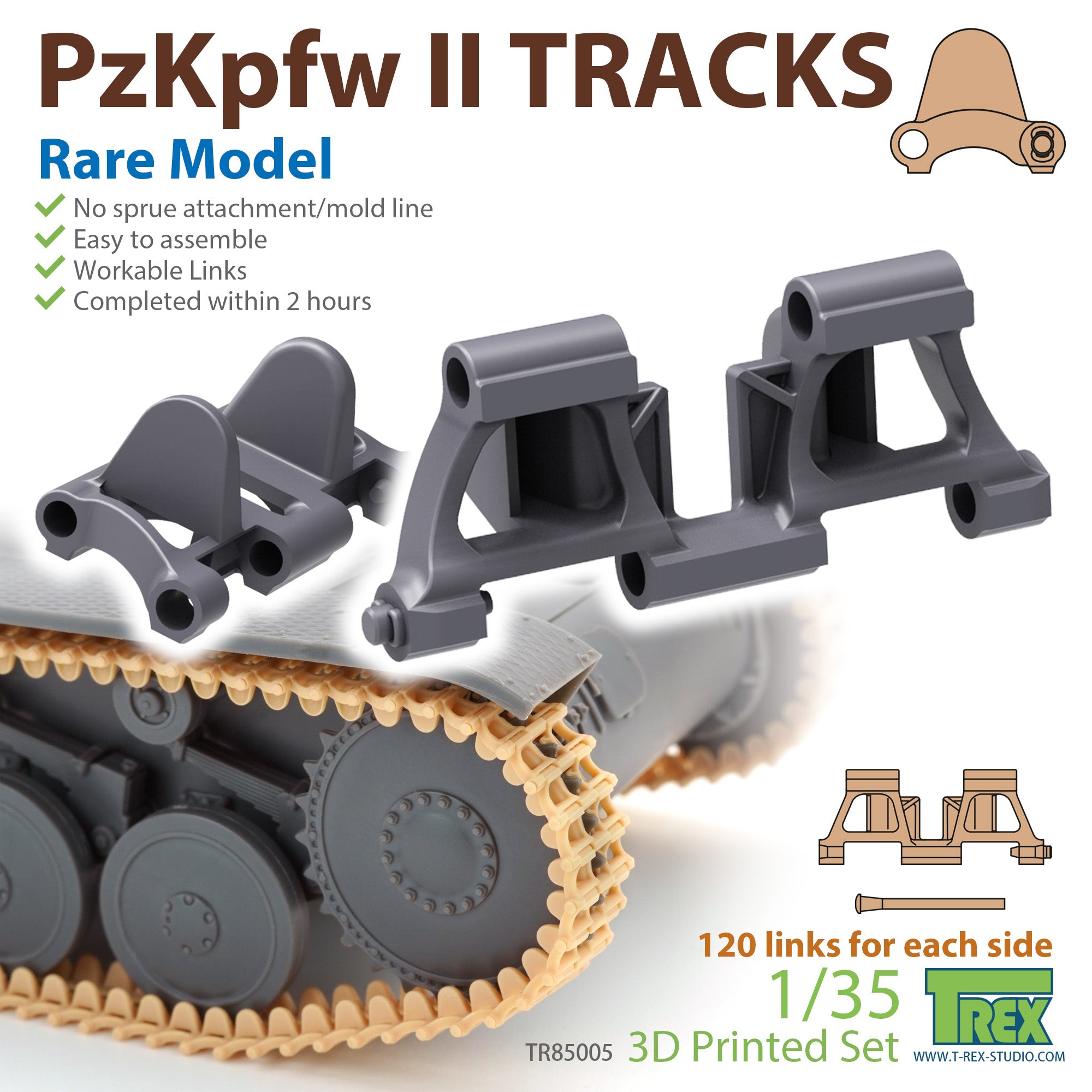 t-rex-85005-pzkpfw-ii-kette-1-35-beweglich-240-glieder image 1