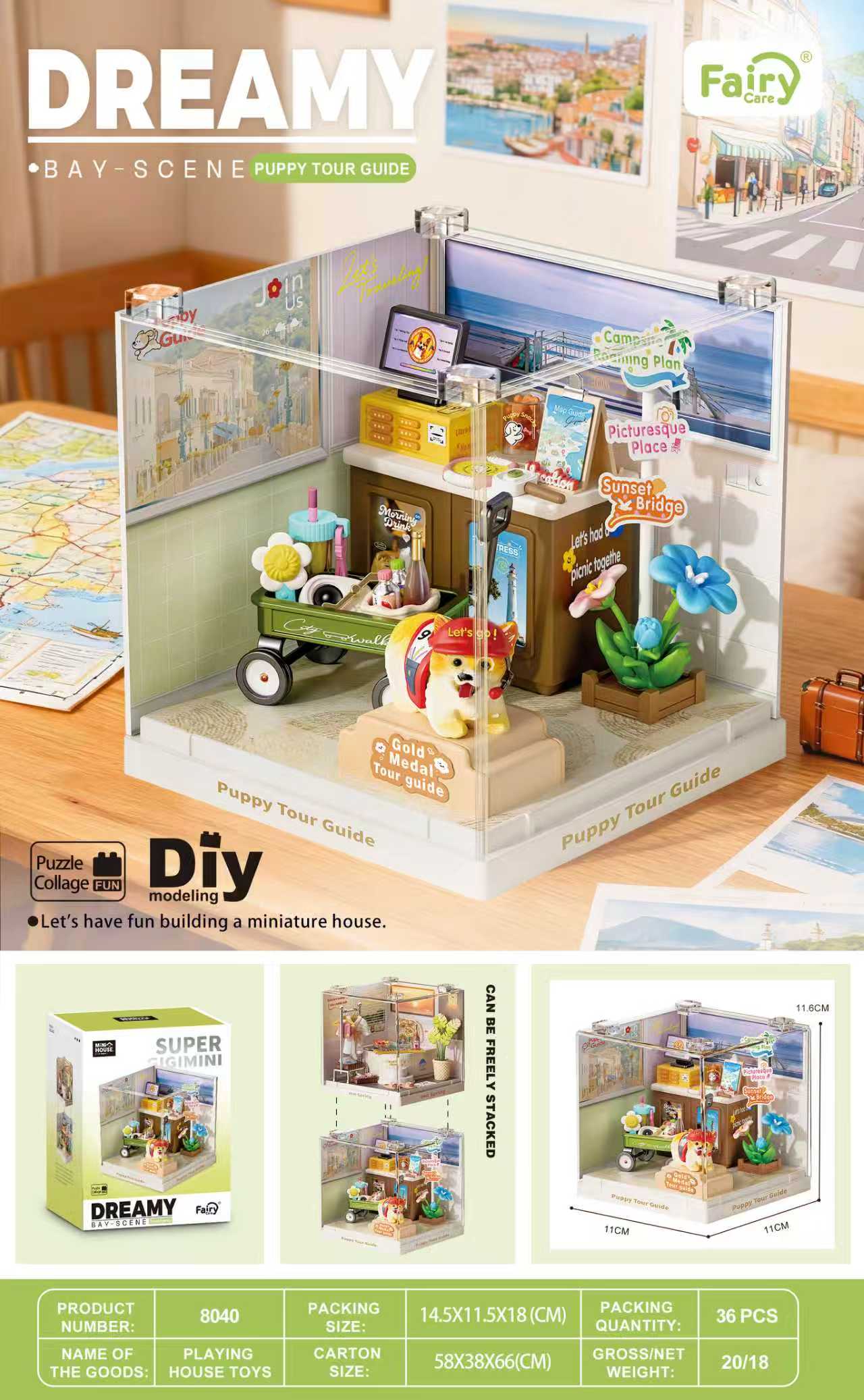fairy-care-dreamy-bay-scene-puppy-miniaturhaus-fc-dbs8040-36-teilig image 1
