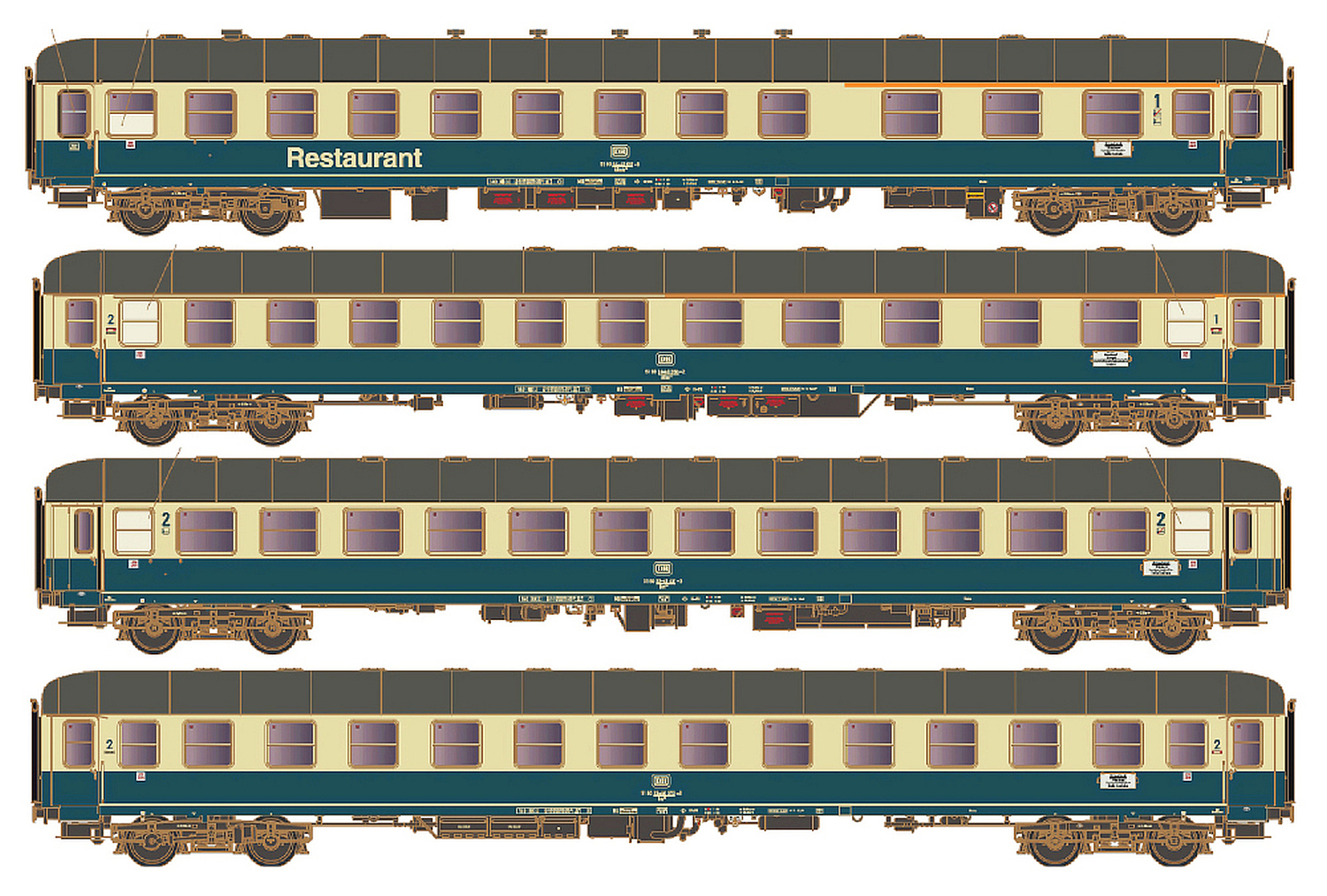 hobbytrain-personenwagen-d-351-db-ep-iva-4er-set-b-ac-wagen-set image 1