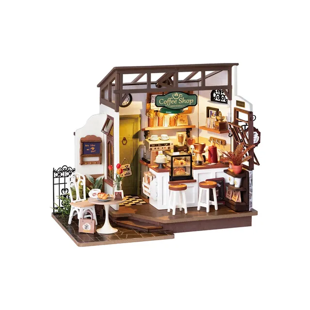 robotime-dg162-flavory-cafe-house-miniaturhaus-bausatz-holz image 1