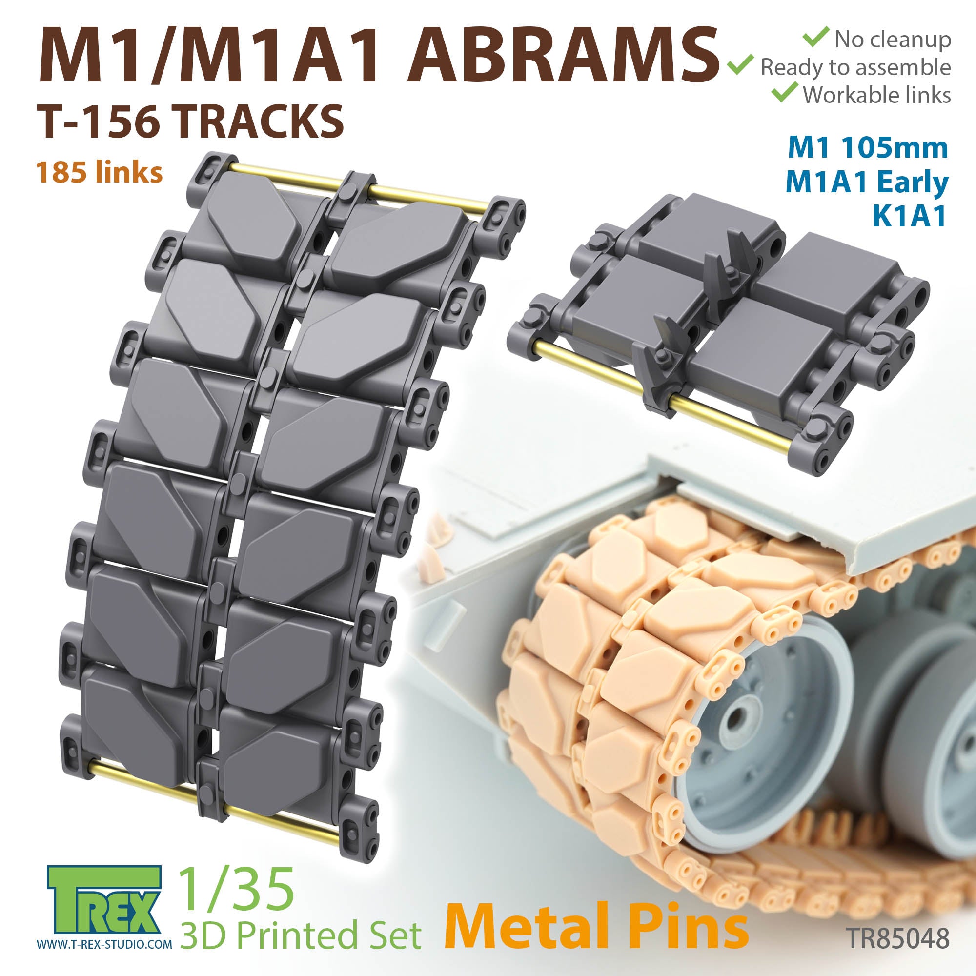 t-rex-85048-m1-abrams-t156-tracks-metallpins-1-35 image 1