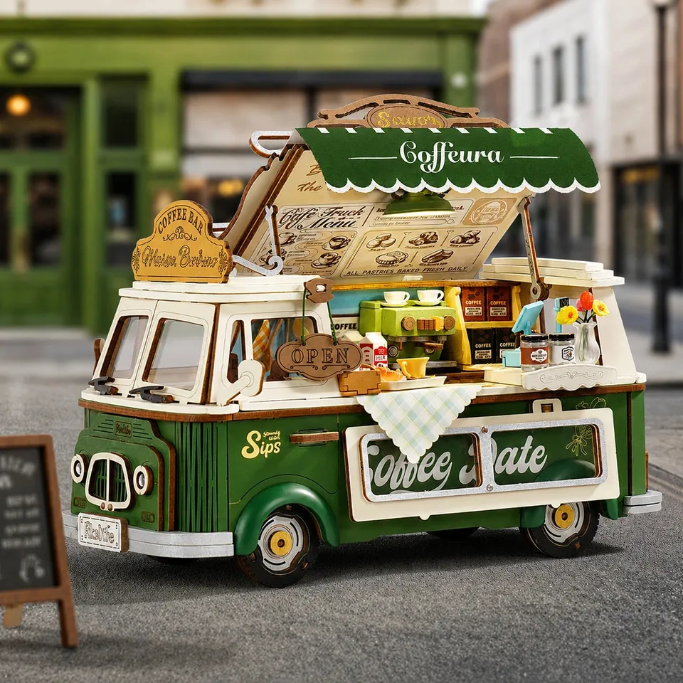 robotime-tgs07-leo-s-coffee-truck-holz-3d-puzzle-diy image 1