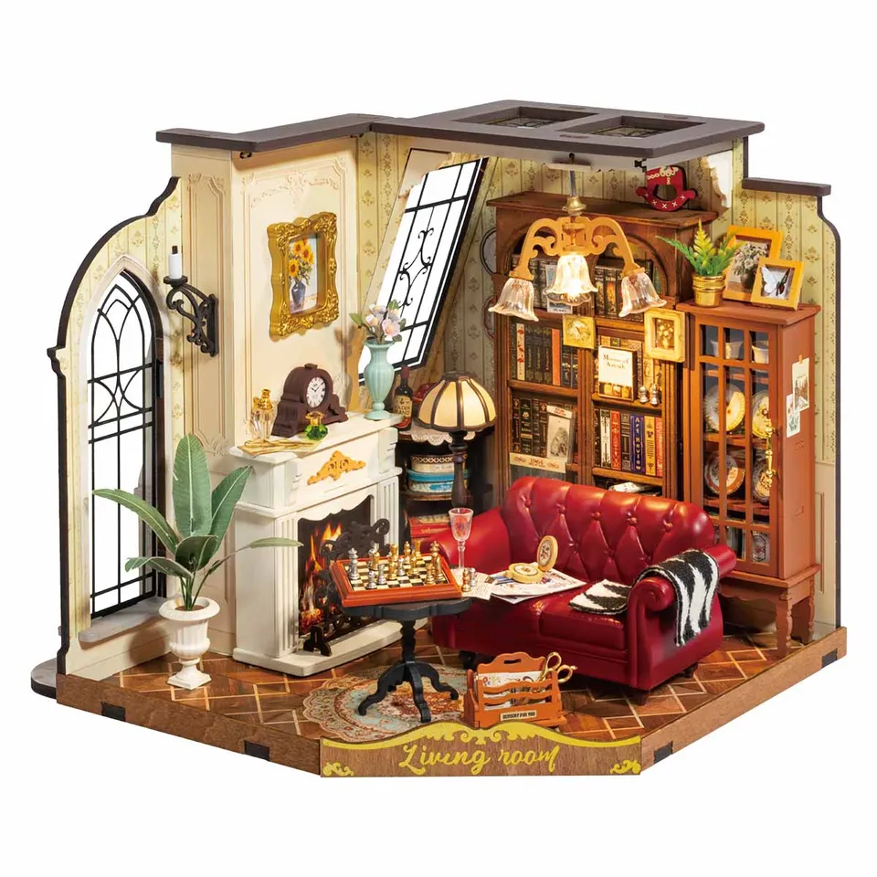 robotime-dg175-catherine-s-living-room-miniaturhaus-holzbausatz image 1