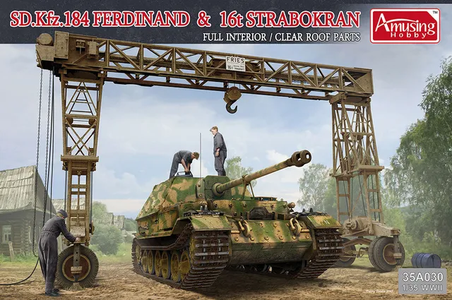 amusing-hobby-35a030-sd-kfz-184-ferdinand-panzermodell-1-35-mit-strabokran image 1