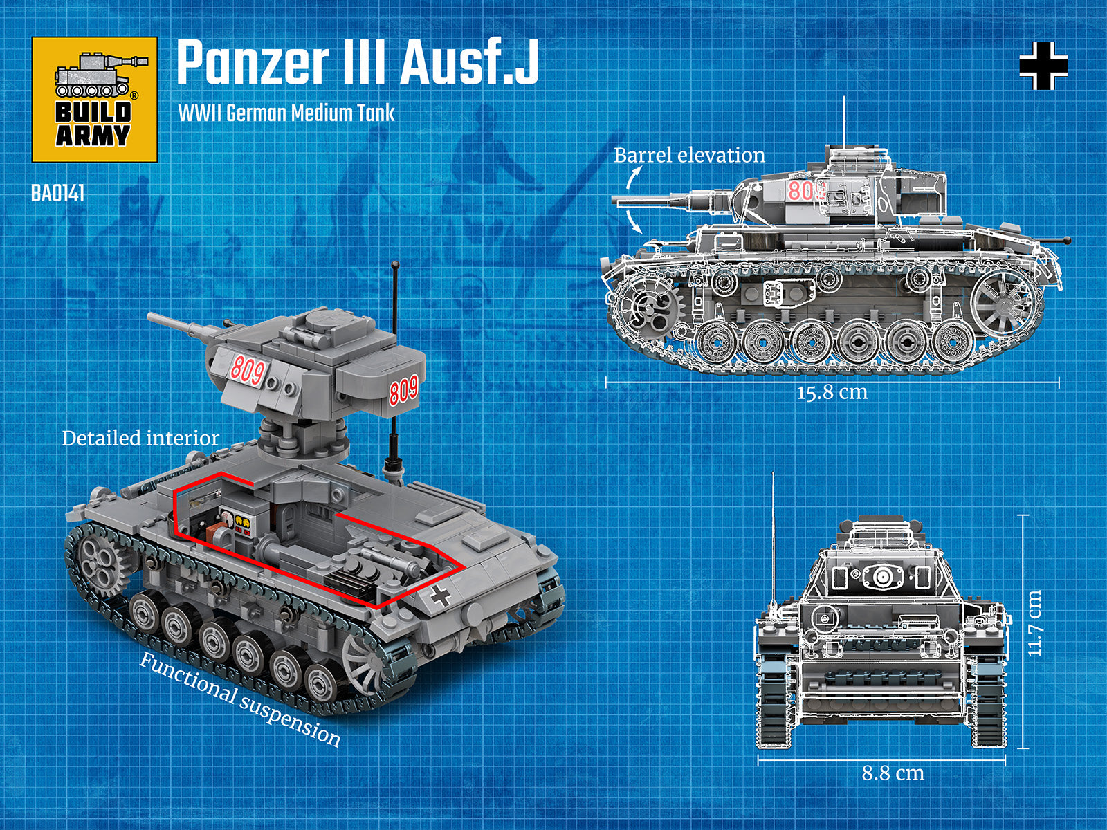 build-army-ba0141-panzer-iii-ausf-j-klemmbaustein-panzer-ww2 image 4