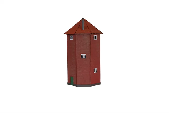 hobbytrade-ved-banen-ht-87248-dsb-wasserturm-bausatz-rot-h0 image 1
