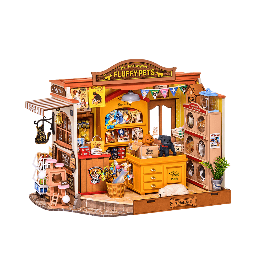 robotime-dg185-fluffy-friends-store-holzbausatz-miniatur image 1