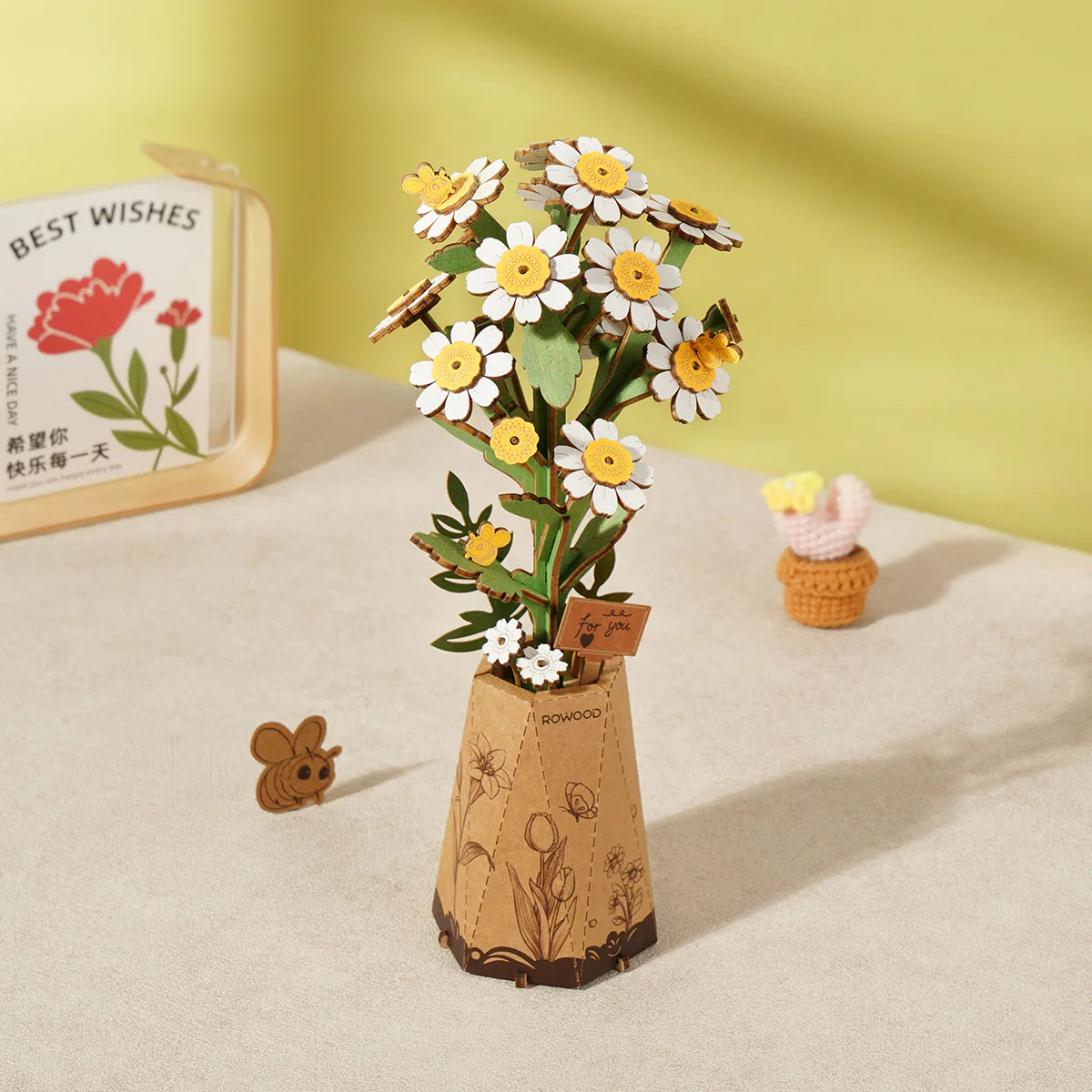 robotime-tw061-rowood-kamille-holzblumen-3d-puzzle-strau image 1