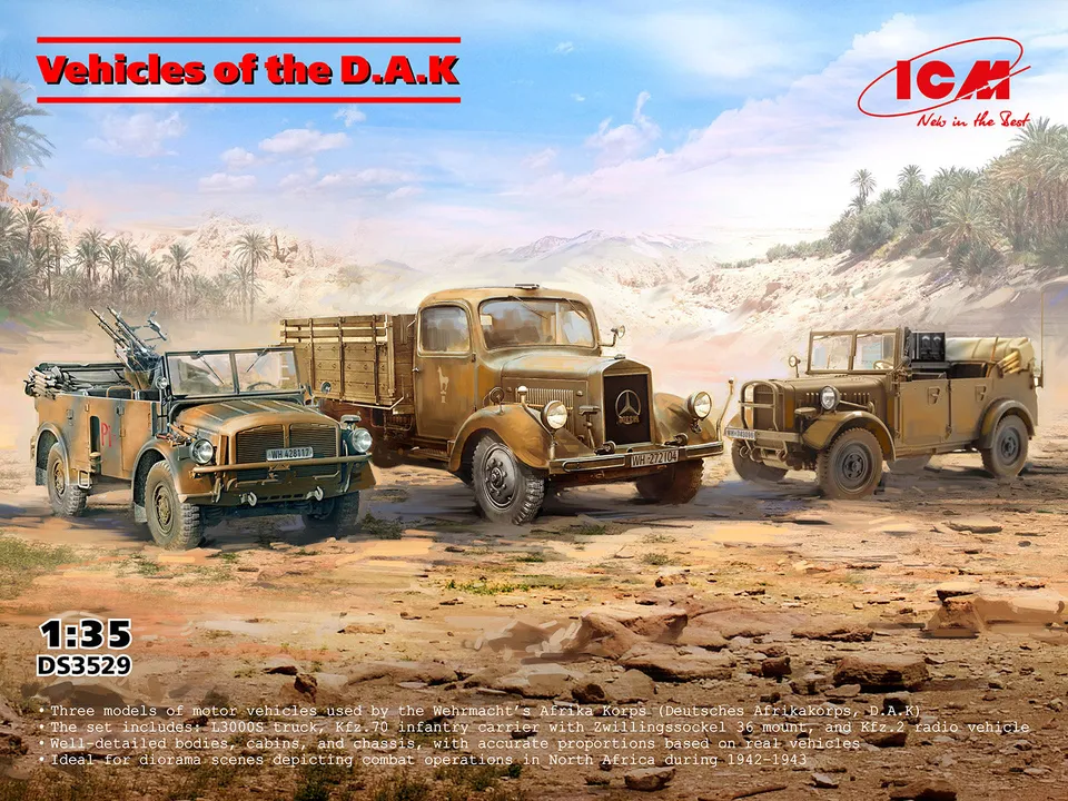 icm-ds3529-d-a-k-diorama-set-1-35-3-fahrz image 1