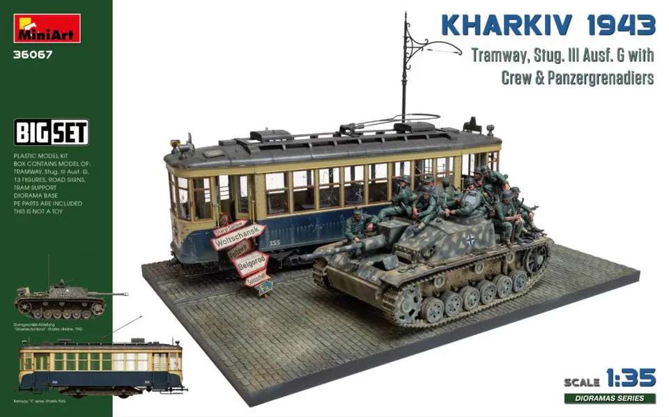 miniart-36067-kharkiv-1943-tram-stug-iii-ausf-g-bausatz-1-35 image 1