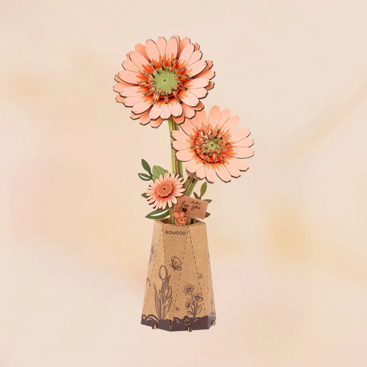 rowood-tw111-gerbera-blumenstrau-holz-3d-puzzle-orange image 1
