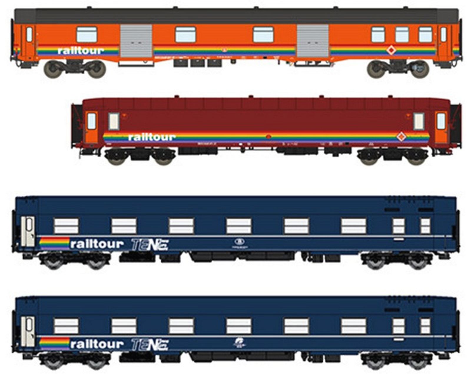 hobbytrain-personenwagen-4er-set-sncb-railtour-ep-iv-int-1290-1291 image 1