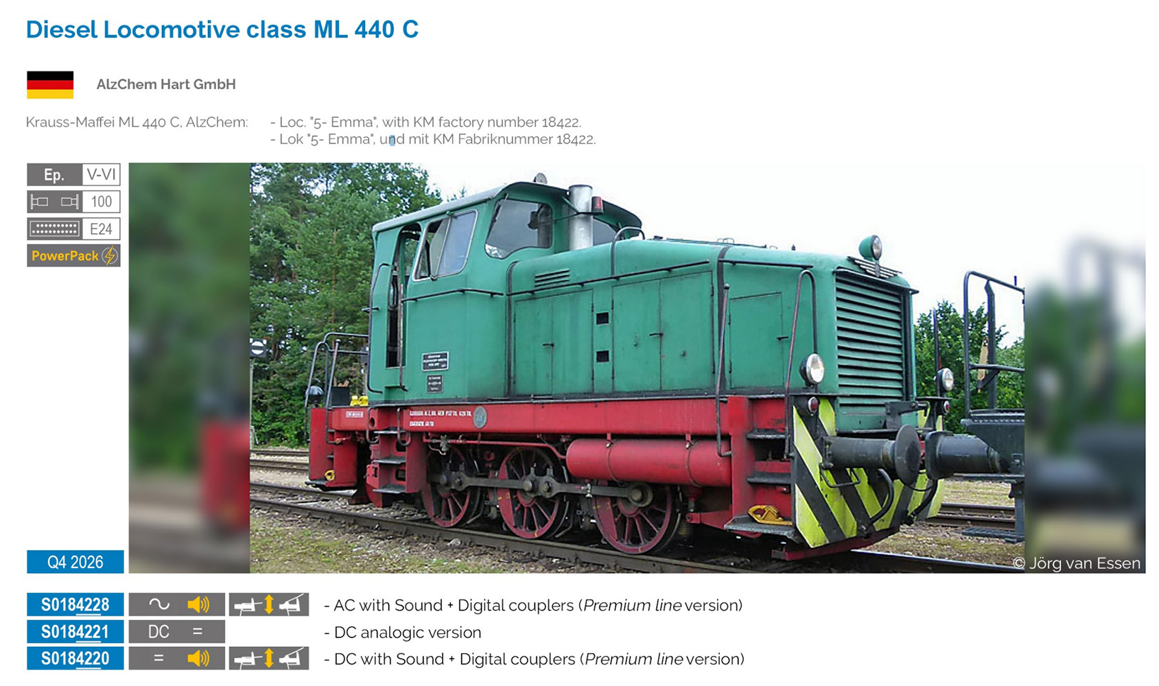 hobbytrain-ml-440-c-diesellok-alzchem-hart-ep-v-vi-dc image 1
