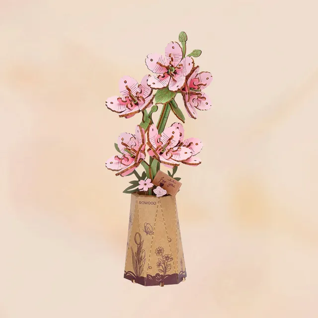 rowood-tw101-sakura-blumenstrau-3d-holzpuzzle-deko-bausatz image 1