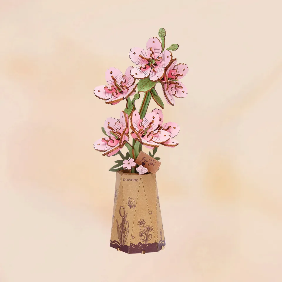 rowood-tw101-sakura-blumenstrau-3d-holzpuzzle-deko-bausatz image 1