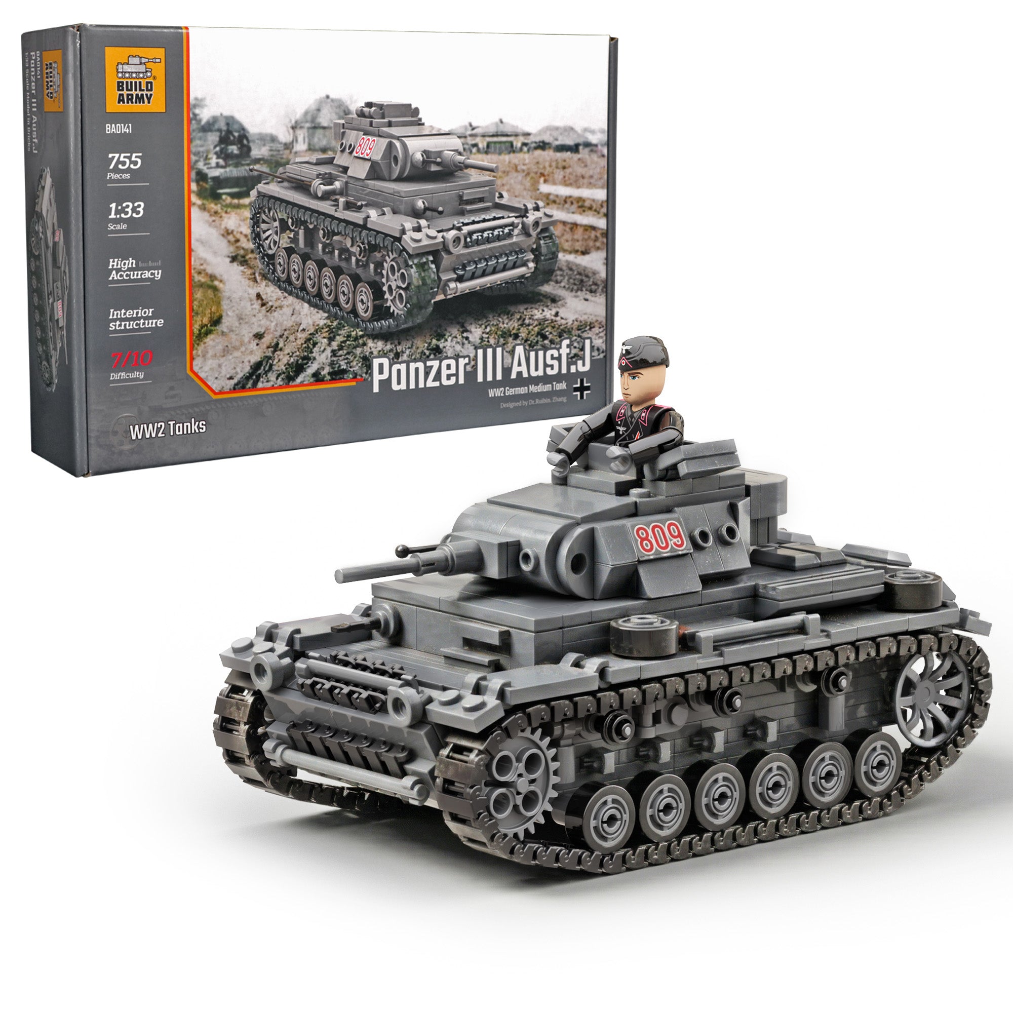 build-army-ba0141-panzer-iii-ausf-j-klemmbaustein-panzer-ww2 image 1