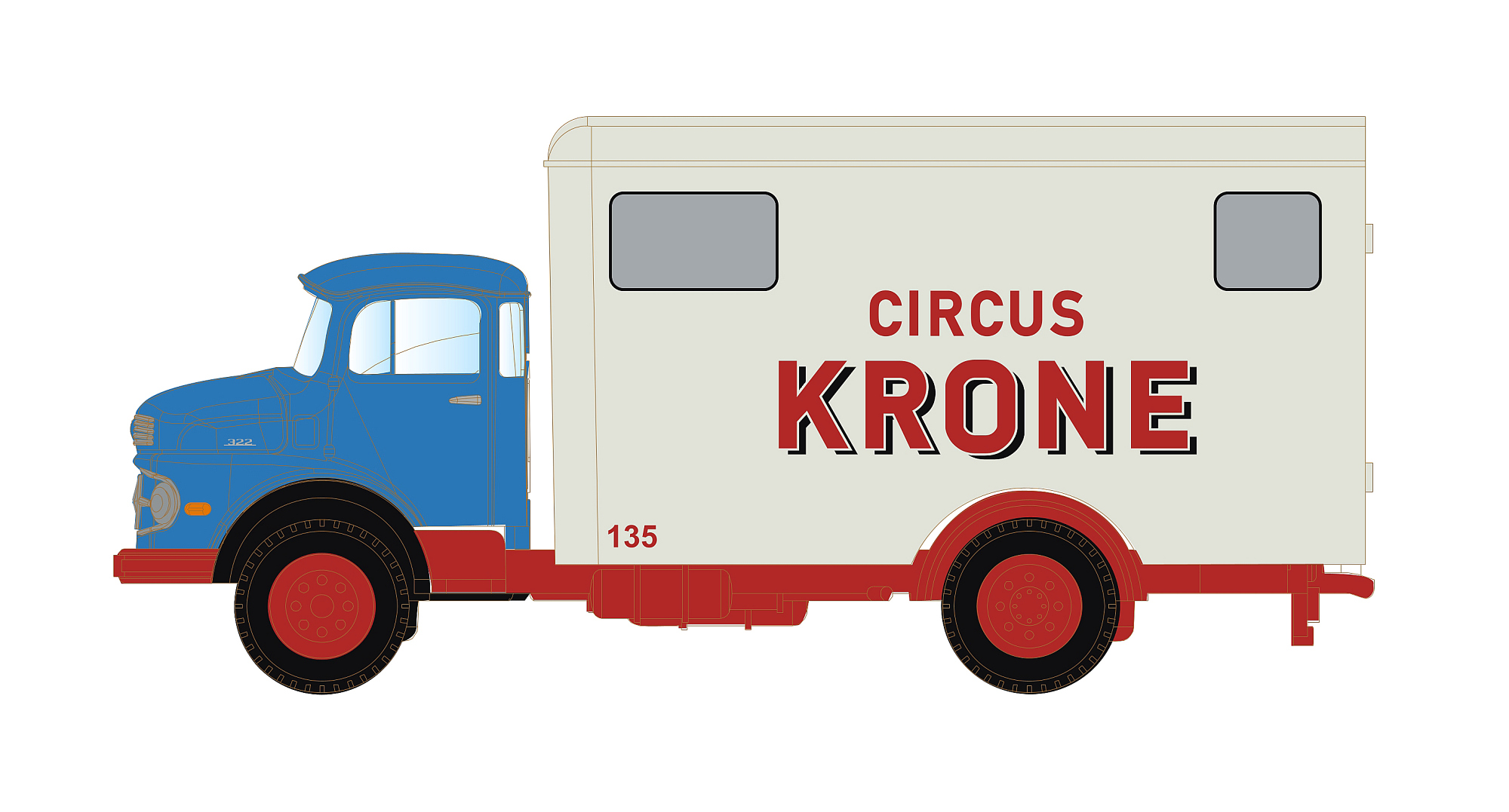 hobbytrain-zubeh-r-mb-l322-koffer-circus-krone-oldtimer-lkw image 1