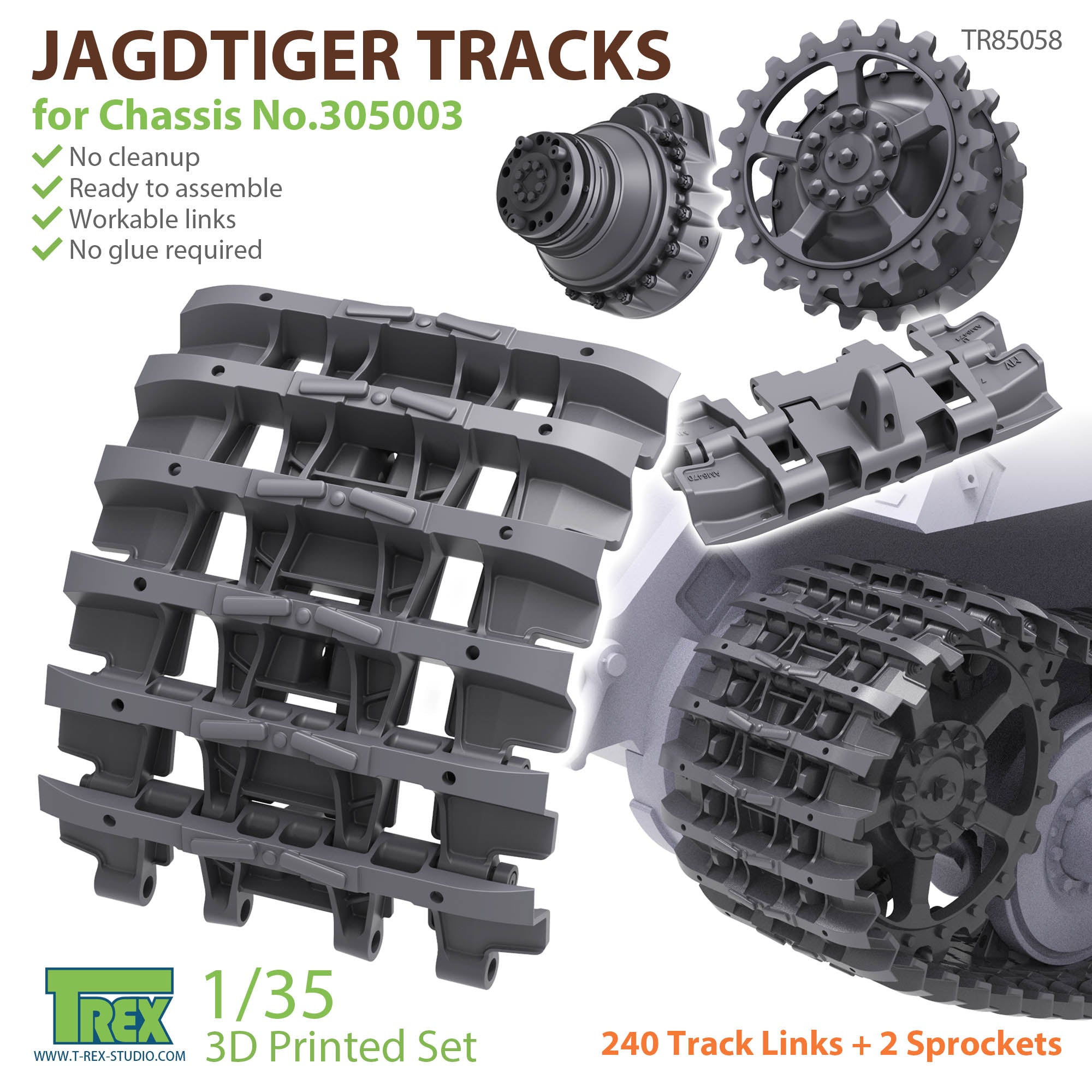 t-rex-add-on-parts-85058-jagdtiger-gleisketten-1-35-mit-antriebsr-dern image 1