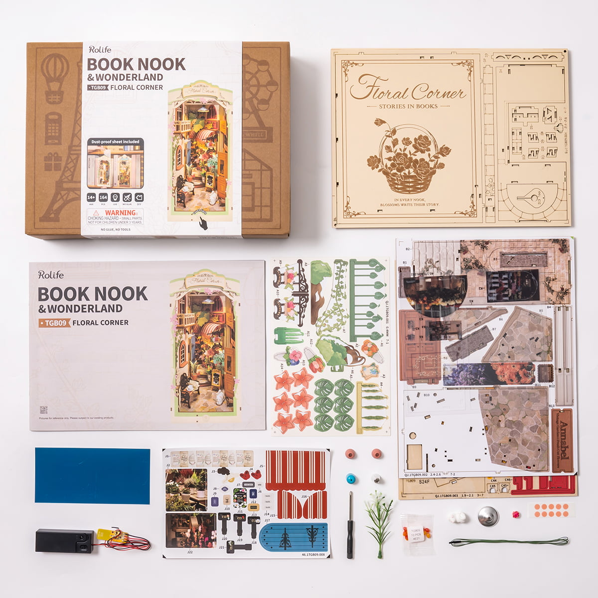 robotime-rolife-tgb09-floral-corner-book-nook image 3