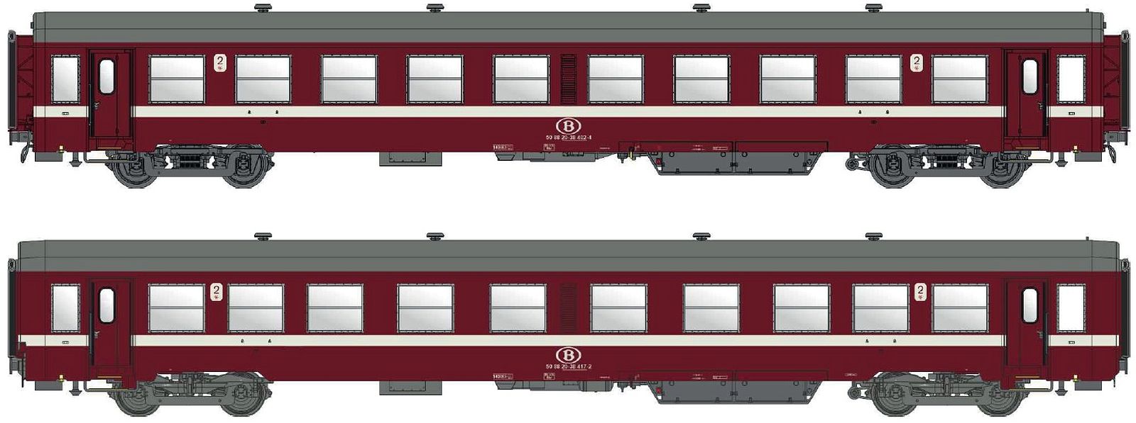 hobbytrain-personenwagen-k4-b-2-kl-sncb-ep-v-2er-set image 1