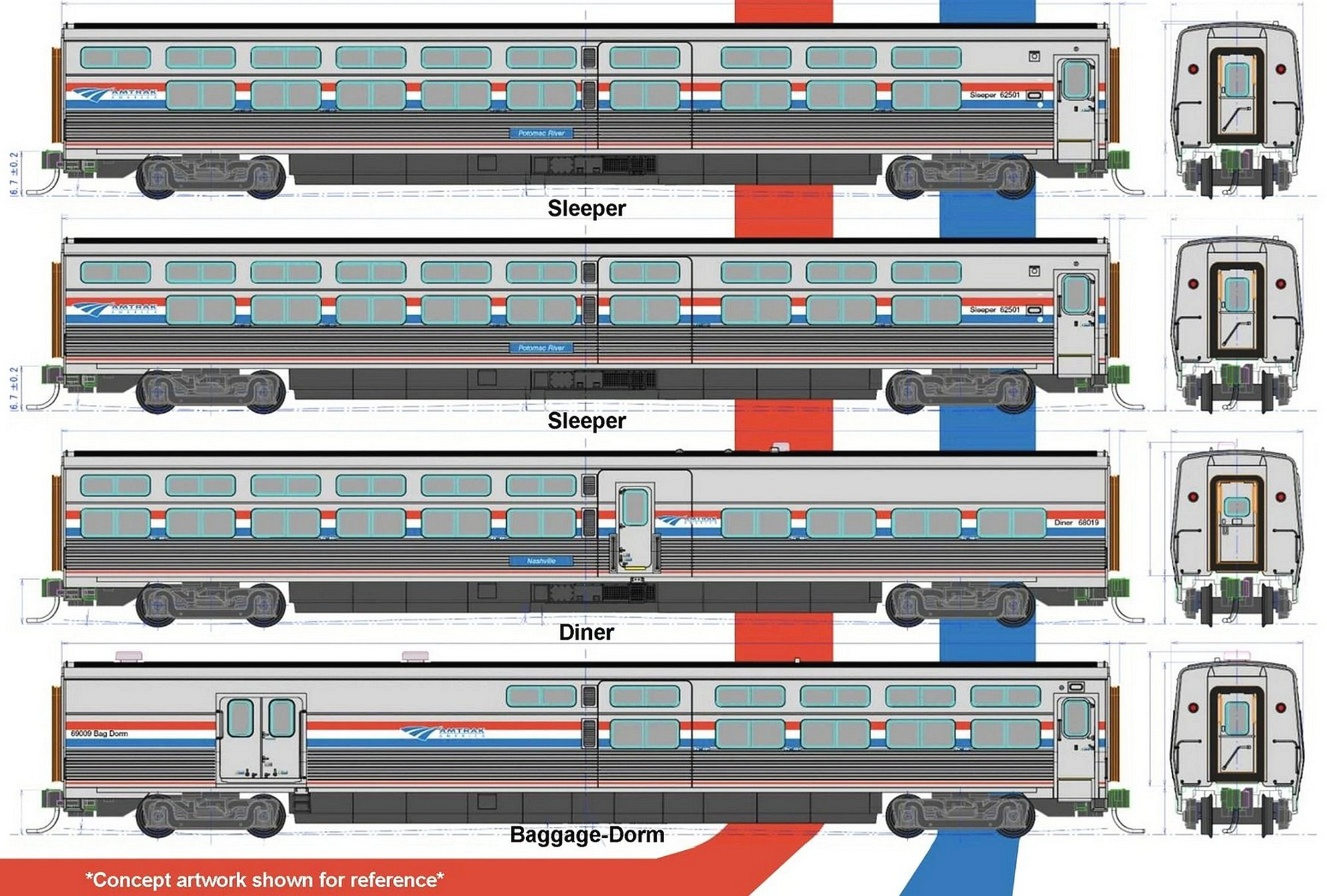 hobbytrain-amtrak-personenwagen-phase-iii-4er-set-spur-n image 1