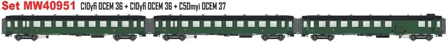 hobbytrain-ocem-personenwagen-3er-set-sncf-ep-iiia-gr-n image 1