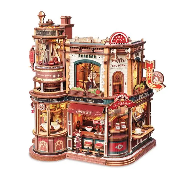 robotime-eab02-dream-coffee-factory-3d-puzzle-holz-mechanisch image 1