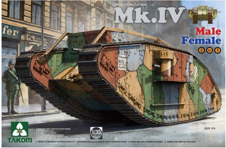 takom-2076-mk-iv-bausatz-1-35-wwi-heavy-battle-tank-2in1 image 1
