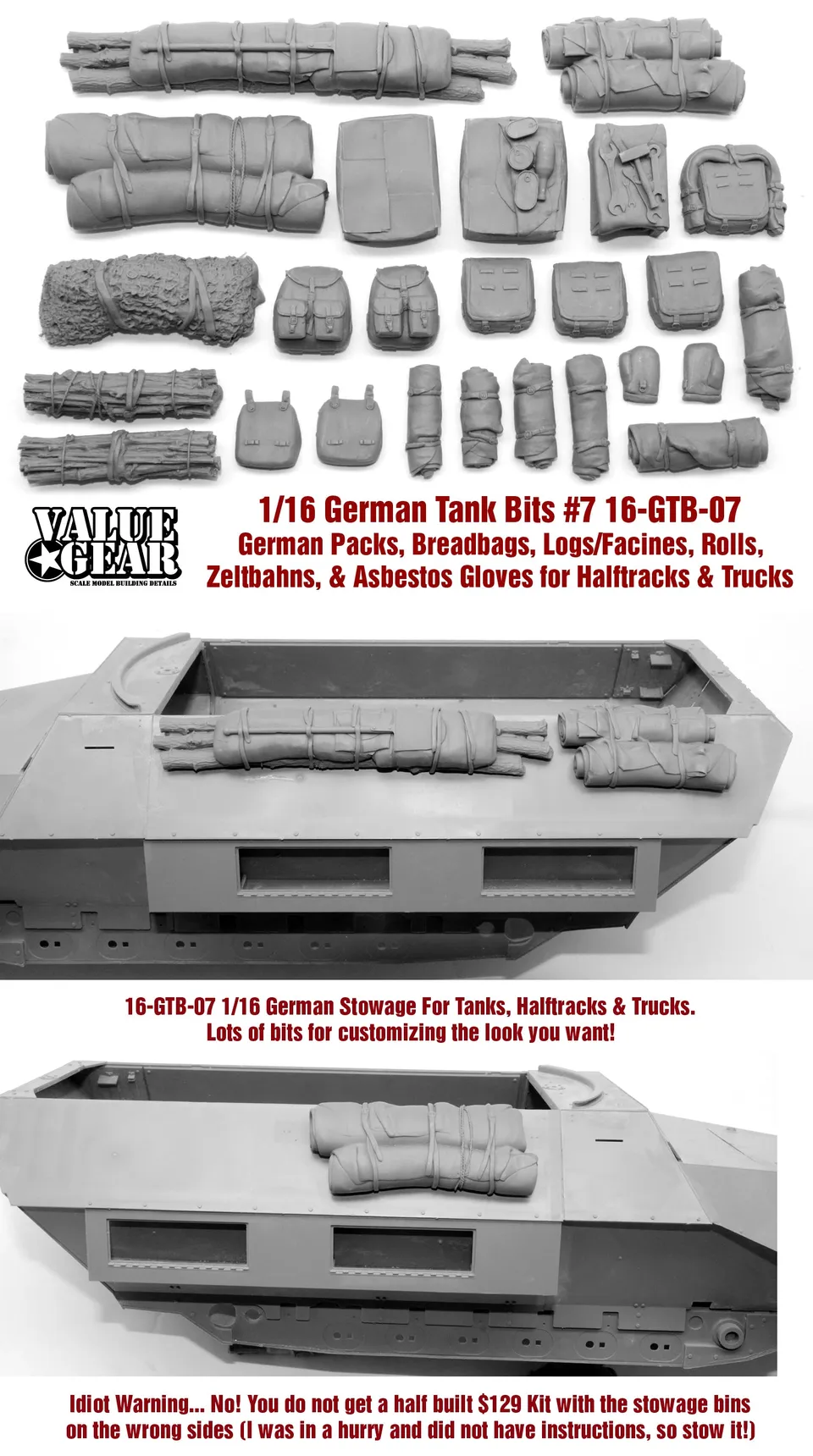 value-gear-16gtb07-halftrack-truck-bits-1-16-gep-ck image 1