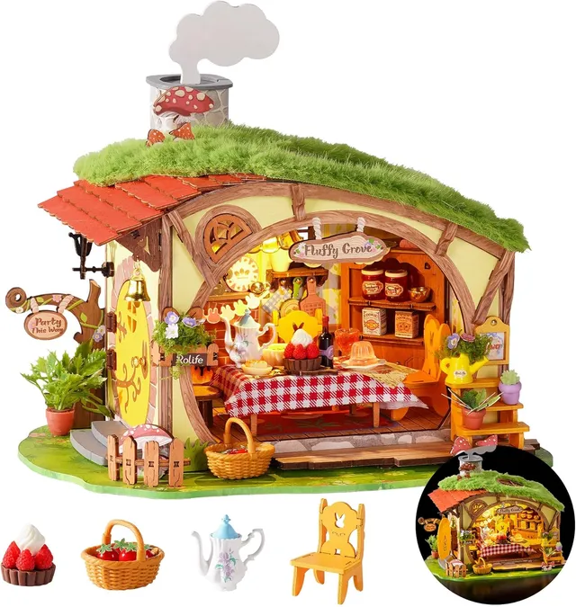 robotime-dg184-fluffy-grove-3d-holzbausatz-miniaturhaus image 1