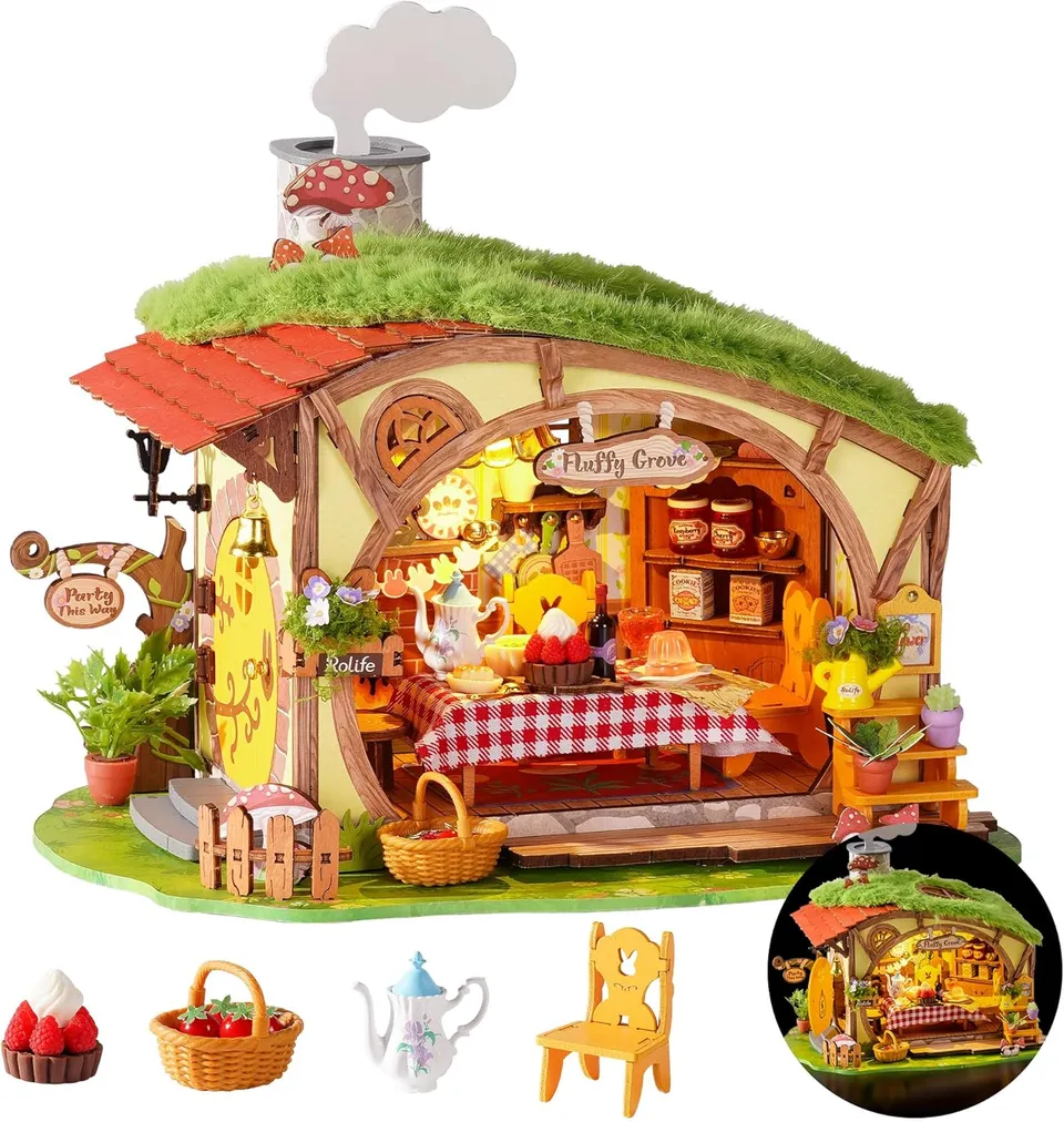 robotime-dg184-fluffy-grove-3d-holzbausatz-miniaturhaus image 1