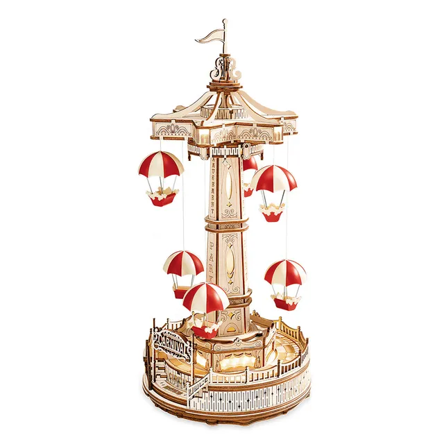 robotime-rokr-ea01-parachute-tower-spieluhr-holzbausatz image 1