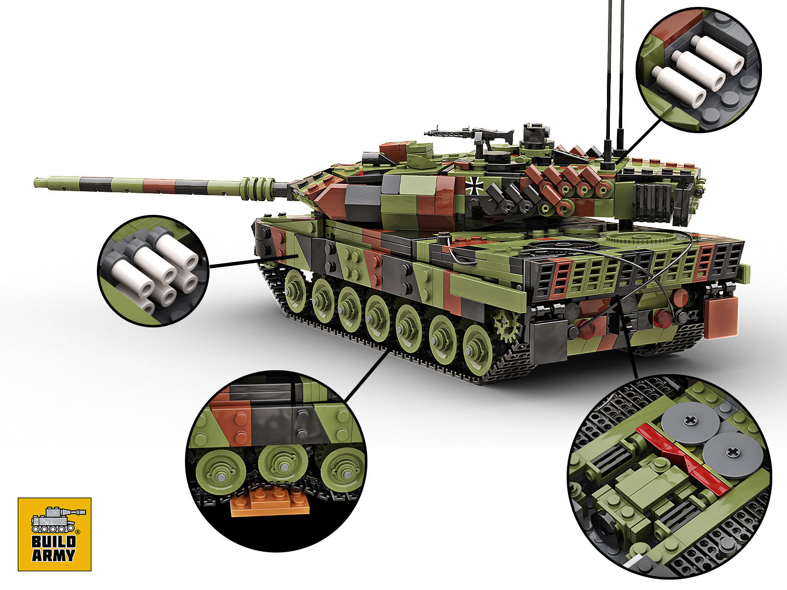build-army-bam001-leopard-2a6-panzer-1390-teile image 2