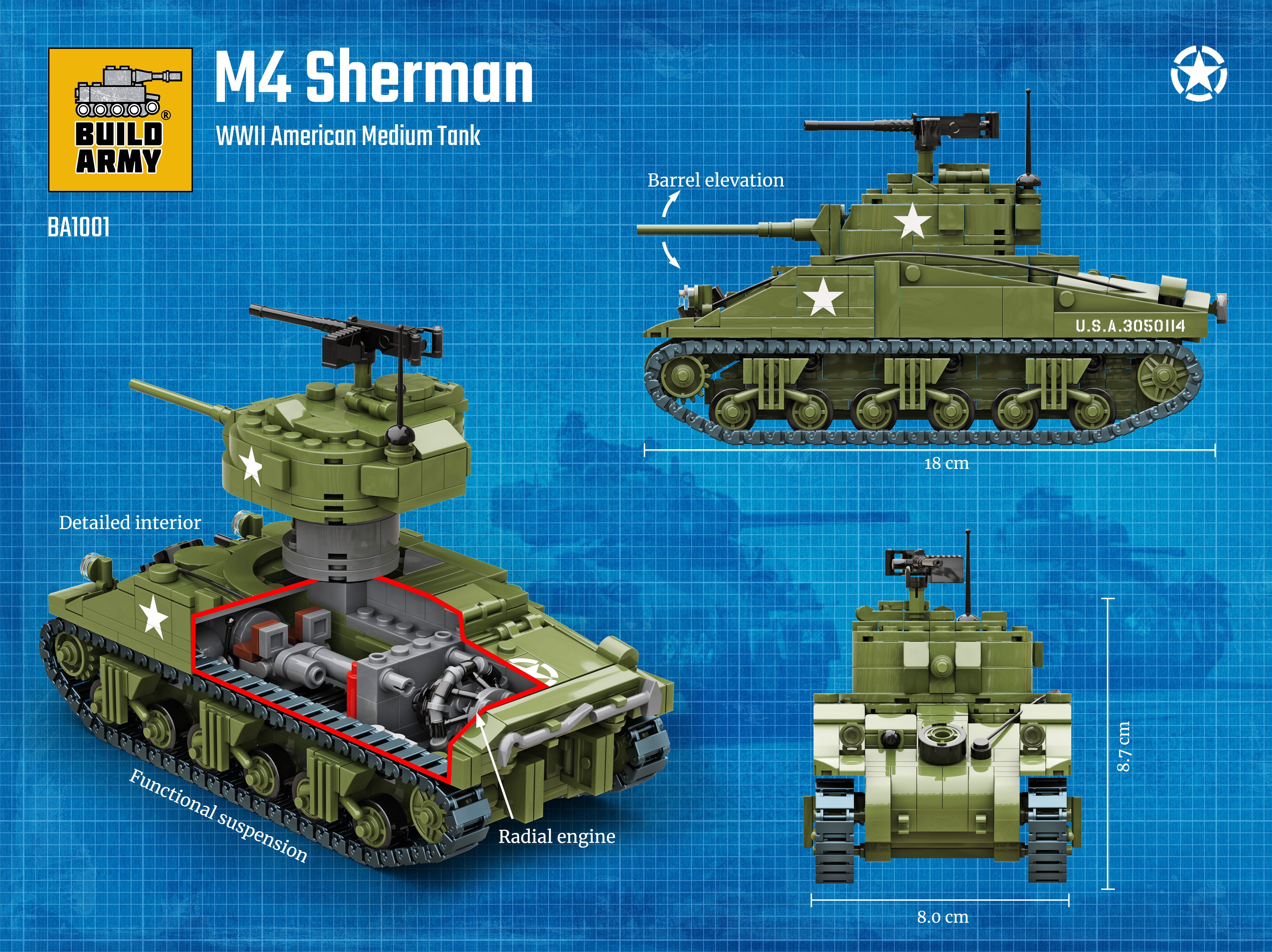 build-army-ba1001-m4-sherman-klemmbaustein-panzer-1-33-785-t image 3