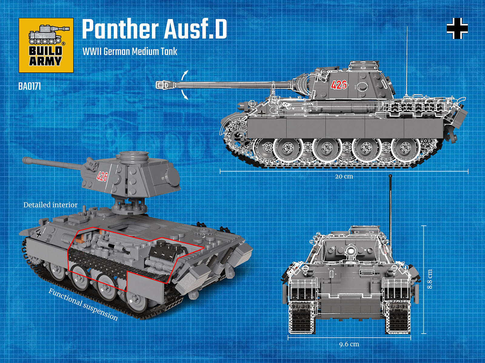 build-army-ba0171-panther-ausf-d-panzer-1-33-933-teile image 3