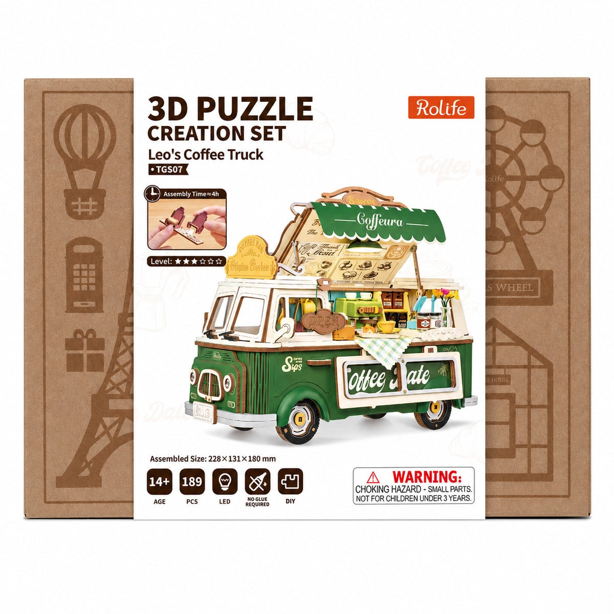 robotime-tgs07-leo-s-coffee-truck-holz-3d-puzzle-diy image 3
