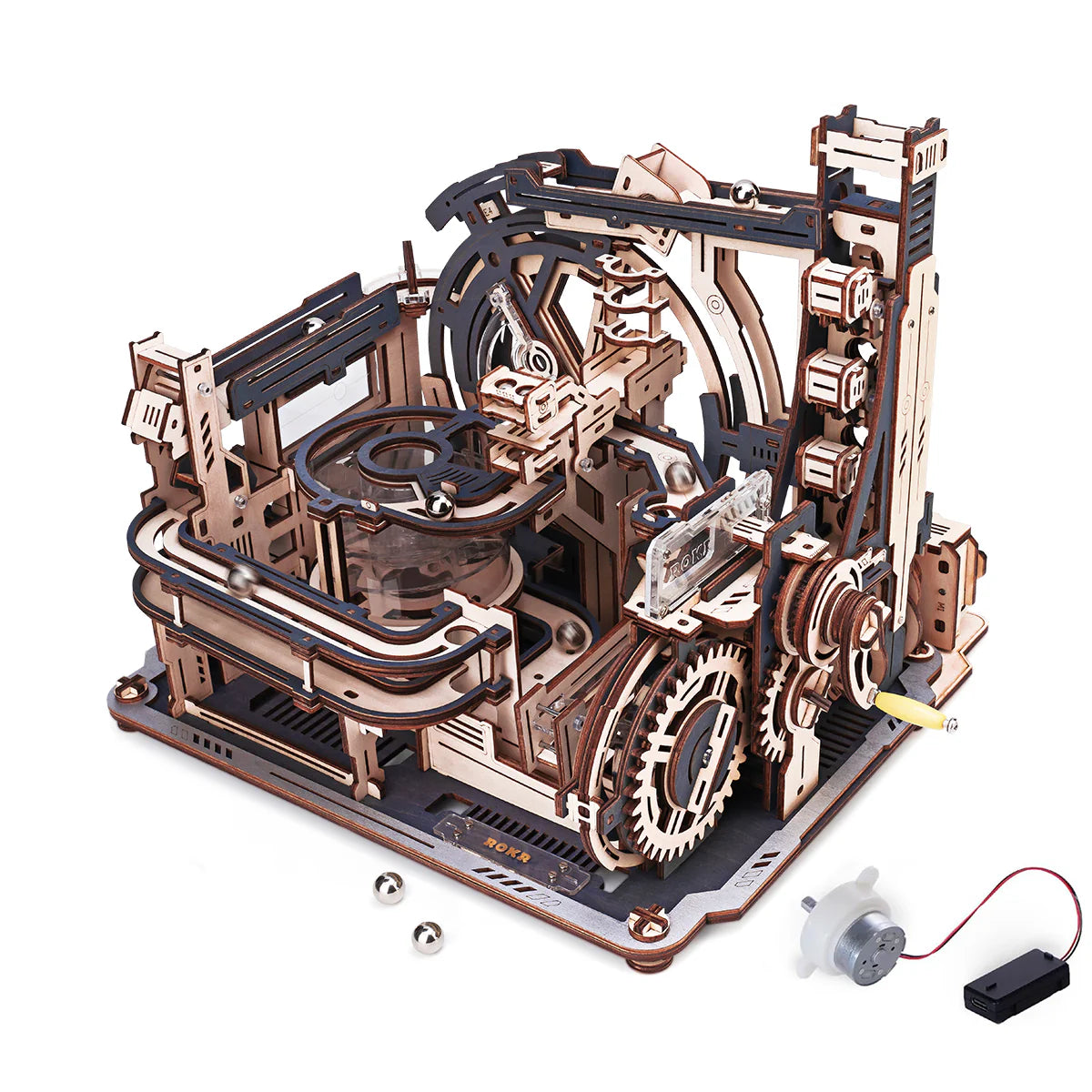 rokr-lgc01-marble-spaceport-kugelbahn-holz-3d-puzzle image 1