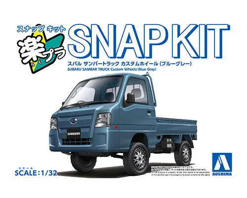 aoshima-20387-subaru-sambar-truck-custom-automodell-1-32-blau-grau image 1