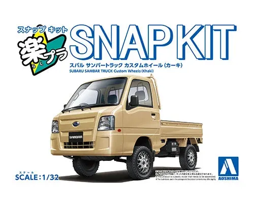 aoshima-20388-subaru-sambar-truck-snap-kit-1-32-khaki image 1
