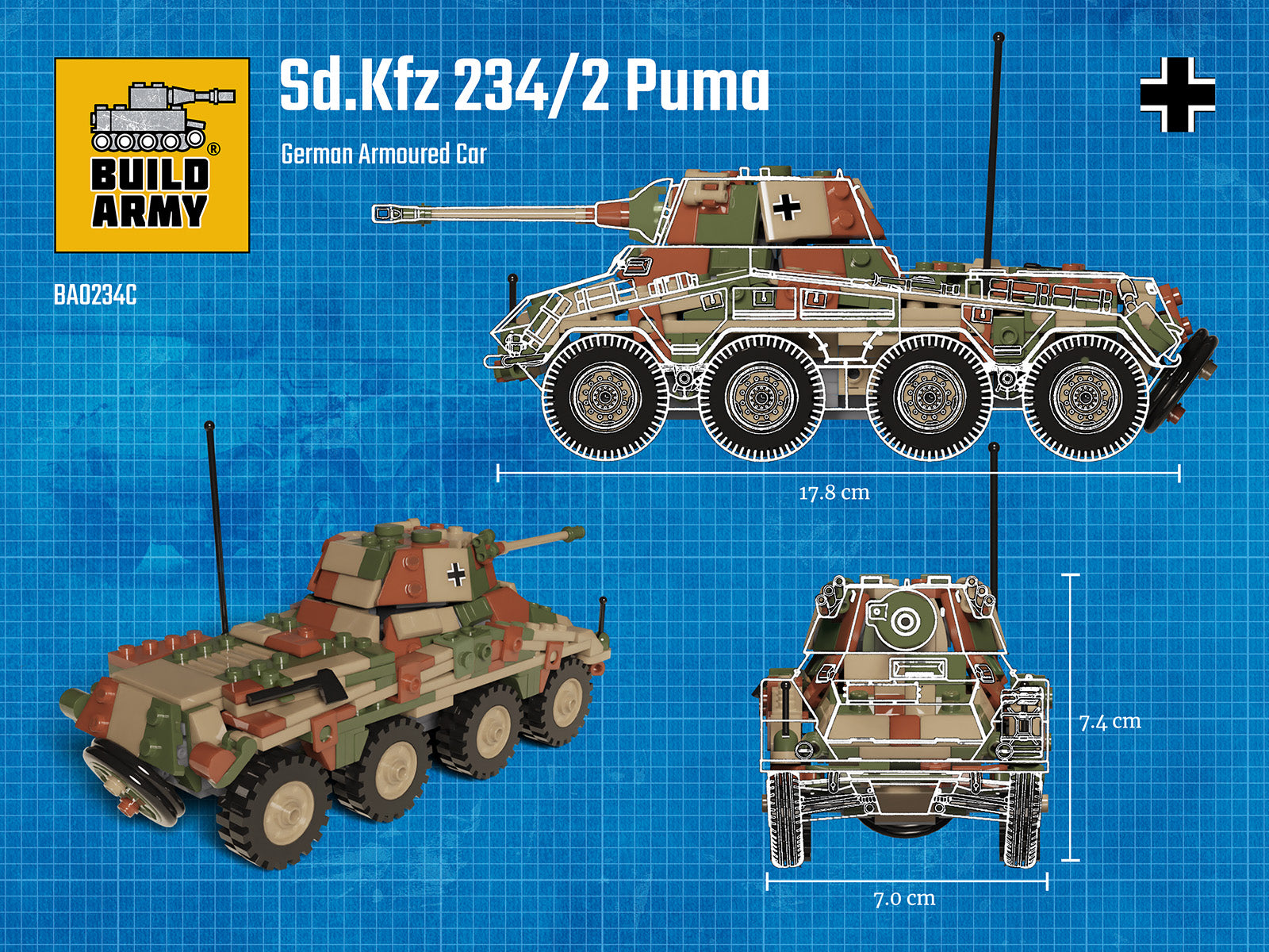 build-army-ba0234c-puma-sd-kfz-234-2-klemmbaustein-set-tarn image 4