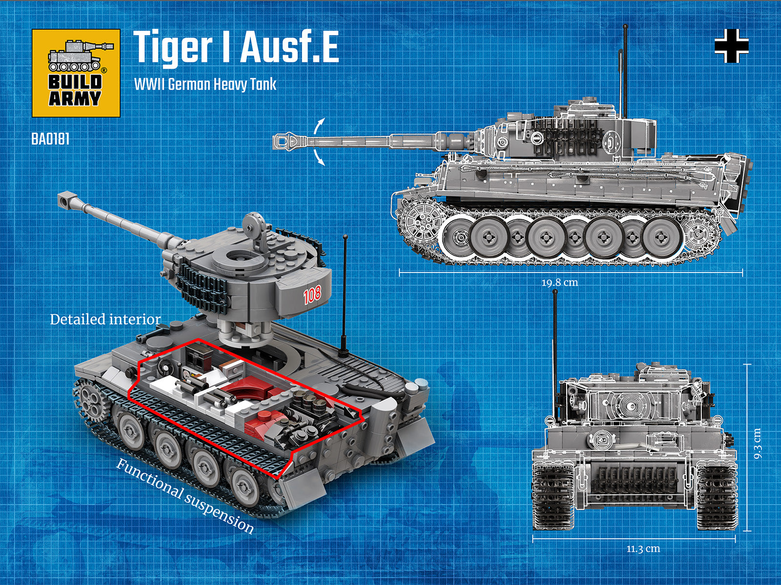 build-army-ba0181-tiger-1-ausf-e-klemmbaustein-panzer-ww2 image 3